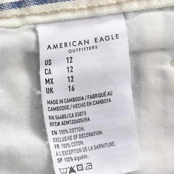 American Eagle Mom Shorts High  Rise Striped Blue White Size 12 - Picture 6 of 10